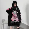 Women Harajuku Hoodies Punk Gothic Hoody Sweatshirts Women pullover coat Loose Pullovers Pocket Tops Streetwear