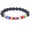 Strand 7 Chakras Square Bracelets Bracelets Lava Agates Hematit Kulki dystansowe dar biżuterii dla mężczyzn kobiety reiki leczenie 8 mm