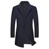Men's Trench Coats Autumn Winter New Men's Casual Boutique Long Wool Coat / Male Solid Color Lapel Single Breasted Trench Blends Jacket Windbreaker T221102