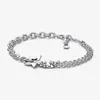 Sparkling Halo Tennis Charm Bracelet Women's jewelry gift DIY fit Pandora style accessories