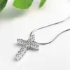 Chains 925 Silver Cross Pendant European And American Simple Diamond Versatile Personality Fashion Luxury Full Necklace