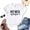 Mess Mama Kadın Tshirts Lady Top Tee Hipster 6 Renk Damağı İçin Günlük Komik Tişört