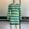 Abiti casual Stripe Knit Women Abito da spiaggia Bodycon senza maniche lunghe senza maniche estate sexy sexy