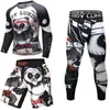 Survêtements pour hommes Personnalisé 3 Pièces Survêtement Panda Imprimer Comprission Vêtements Impression Numérique Jiu Jitsu BJJ Trainning T-shirts