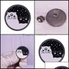 Pins Brooches Pinsbrooches Jewelry Cute Day And Night Cats Ename Pin Celestial Yin Yang Black White Cat Brooch Galaxy Animal Badge Otjds