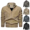 Herenjacks trendy bomber jas super zachte pure kleur ribbing bodem windjager stand kraag plus size mannen voor dagelijkse slijtage