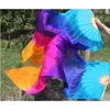 Stage Wear 1 Pair Belly Dance Fan Veils 1.8M Silk Props Dancing Long Folding For Women Wedding Show Play Performance Carnival