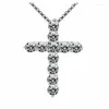 Kedjor 925 Silver Cross Pendant European och American Simple Diamond Mångsidig personlighet Fashion Luxury Full Halsband