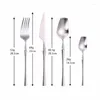 Dinnerware Sets Matte Cutlery Set Stainless Steel Knives Spoons Forks Utensils Silver Kitchen Tableware Western Dropshopping