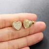 Stud Earrings 1 Pair Hip Hop Cubic Zirconia Paved Bling Iced Out Heart Earring For Men Women Rapper Jewelry Gifts