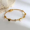 Bracelet Greatera tendance en acier inoxydable Bracelets pour femme émail coeur Zircon rond charme couleur or Bracelet Pulseiras bijoux