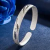 Charm Bangles For Women Feather Aesthetic Silver Colour Cuff Bracelets Fashion Luxury Jewelry