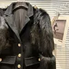 Women's Fur 2022 Fashion Spring Stitching Wool Women Coat Super Warm Windproof Casual Outdoor Womens Jacket Female Short Black Suit Top
