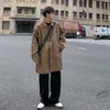 Herrgravrockar Autumn Cotton Trench Coat Men mode Casual Overized Long Coat Men Streetwear Korean Loose Windbreaker Jacket Mens Overcoat T221102