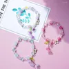 Strand Gradient Crystal Lily Of The Orchid Flower Bracelets Pour Femmes Mode Coréenne Arc Amour Perlé Charme Bracelet Filles Étudiants Cadeaux