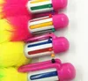 Rainbow Plush Fur Ballpoint Pens 6 in 1 Fluffy Retractable Writing Pens Birthday Holiday Party Gift for Girls Women Kids School Office Classroom Reward