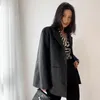 Kadın Suit Deri 2023 Moda Pu Siyah Ceketler Kadın Rahat Gevşek Uzun Kollu Takım Blazers Dış Giyim Sokak Giyim Kadın Paltolar