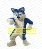 Costume da mascotte peloso lungo bianco blu bianco Husky Dog Fox Wolf Fursuit Cartoon adulto Simposio annuale vestito dal vivo zz7677