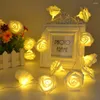 Strängar 19.6ft 40LEDS ROSE Flower String Lights USB LED Fairy för sovrum rosa romantiskt bröllop Valentine White Warm