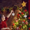 Kerstdecoraties Glitter Sneeuwvlok ornamenten Sneeuwvlokken Acryl voor winter binnenshuis Raamkamer
