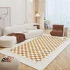 Carpets Retro Cream Check Rugs For Bedroom Home Decor Sofa Floor Mat Studio Lounge Rug Living Room Decoration Large Area Carpet Washable