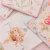 Table Mats Retro Printed Placemat French Pink Ceramic Insulation Mat Square Tray Pot Home Decoration Diningtable Ornaments Coasters