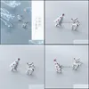 Stud Stud 925 Sterling Sier Elk Deer Christmas Tree Gift Earrings For Women Girls Kids Kontrakt Fashion Drop Delivery 2022 Jewelry DHQVK