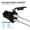 Dubbel USB -billaddare Socket PD 20W Typ C Snabbladdning QC3.0 Vattentät med Voltmeter Switch Snabbladdningsadapter