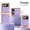 With Ring Leather Plating Cases For Samsung Galaxy Z Flip 3 5G Flip 4 Luxury Camera Shockproof Protective Phone Cover