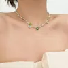 Choker Summer Green Lovely Daisy Flowers Colorful Beaded Charm Statement Short Collar Necklace For Women Vacation Jewelry