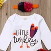 Kläderuppsättningar Citgeett Autumn Turkiet Thanksgiving Baby Girl Romper Tulle kjol pannband Kläddräkt Holiday Set 221103