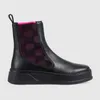 Women Ankle Boots With Fuchsia Jersey Black White Leather Roman Boot Designers Martin Boots Fashion Flat Booties Loop at The Back