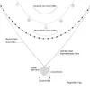 Cara de colares com várias camadas boêmia para mulheres de aço inoxidável coração de pingente de pingente de aço inoxidável colar de colar geométrico colar