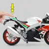 다이 캐스트 모델 자동차 1/12 Aprilia RSV4 RR1000 합금 다이 캐스트 오토바이 장난감 자동차 컬렉션 오토바이어 Shork-Absorber Off Road Autocycle Gift 221103