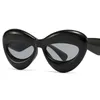 نظارة شمسية خريف 2022 بانك كات عين النساء رجال مثير بارد العلامة التجارية مصمم التفاف حول نظارات الشمس UV400 ظلال بيضاوية سميكة
