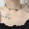 Choker Vintage Halskette mit Rosen und Dornen – Punk-Gothic-Stil, silberfarbener Kettenschmuck am Hals, Gothic für Frauen 2022