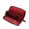 Wallets Cow Leather Women Long Zipper Wallet Big Capacity Purse Ladies Wristlet Clutch Coin Card Holders Portomonee