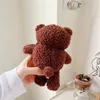 غطاء لطيف لـ Apple Airpods 3 1/2 الحالات الجديدة الرسوم المتحركة الشتوية الفخمة Teddy Bear Silicone Box Bas