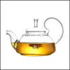 Ensembles à thé à café 1 pièce 600Ml résistant à la chaleur avec poignée haute fleur café verre théière floraison théières chinoises 250 S2 Drop Deliver8968471