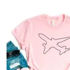 파일럿 비행기 인쇄 여성 캐주얼 한 재미있는 티 셔츠 용 여자 소녀 탑 티 6 색 드롭 드롭