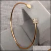 Bangle Bangle Bandles for Women Diamond Studded Heart Gold Siercolor Zinc Eloy Metal 2022 Fashion Present Girl Friend Drop Delivery Jew Dhm9o