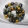 Chains Huge Charming 18"11-12mm Natural South Sea Genuine White Black Gray Multicolor Round Pearl Necklace For Women