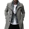 Coats PFHQ 2022 Autumn Men's Fashion Plaid Windbreaker Casual Streetwear Overcoat Gentleman Trench Long Coat Manteau 21D3186 T221102