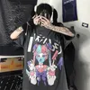 Летняя Гот Женская футболка Harajuku Ship Women Cartoon Print Fort Punk Dark Streetwear Ladies Gothic Tshirts Top