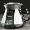 Kaffekrukor glasområde server för häll över te 600 ml 20oz ovalvaror mikrovågsugn säker värmebyggt tjock kropp svart