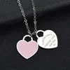 Diseño Nueva Marca Corazón Amor Collar Para Mujer Accesorios de Acero Inoxidable Circón Verde Rosa collares de diseñador Collar de Lujo Regalo de Joyería para Mujer