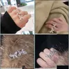 Bagues De Grappe Bagues De Grappe Corée Conception Bijoux De Mode De Luxe Ouvert Papillon Zircon Anneau Femmes Élégantes Prom Party Ringcluster Brit Dh8Yo