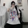 Yaz goth kadın tee harajuku gevşek kadın karikatür baskı tişört punk koyu sokak kıyafetleri bayanlar gotik tshirts üst