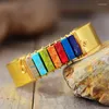 Strand Original 7 Chakra Bracelet Jewelery Natural Stone Beads Gold Plated Cuff Bracelets Reiki Jewelry Dropship Gifts