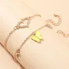 Anklets Japan en Zuid -Korea ingelegde strass love foot ornamenten Peach Heart Acryl Butterfly Anklet Fashion Trend Accessoires